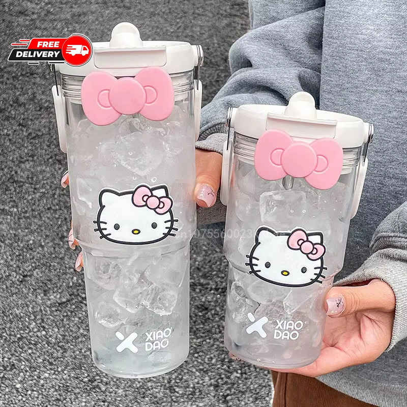 Sanrio Hello Kitty 900ML Large Capacity Portable Plastic Water Cup