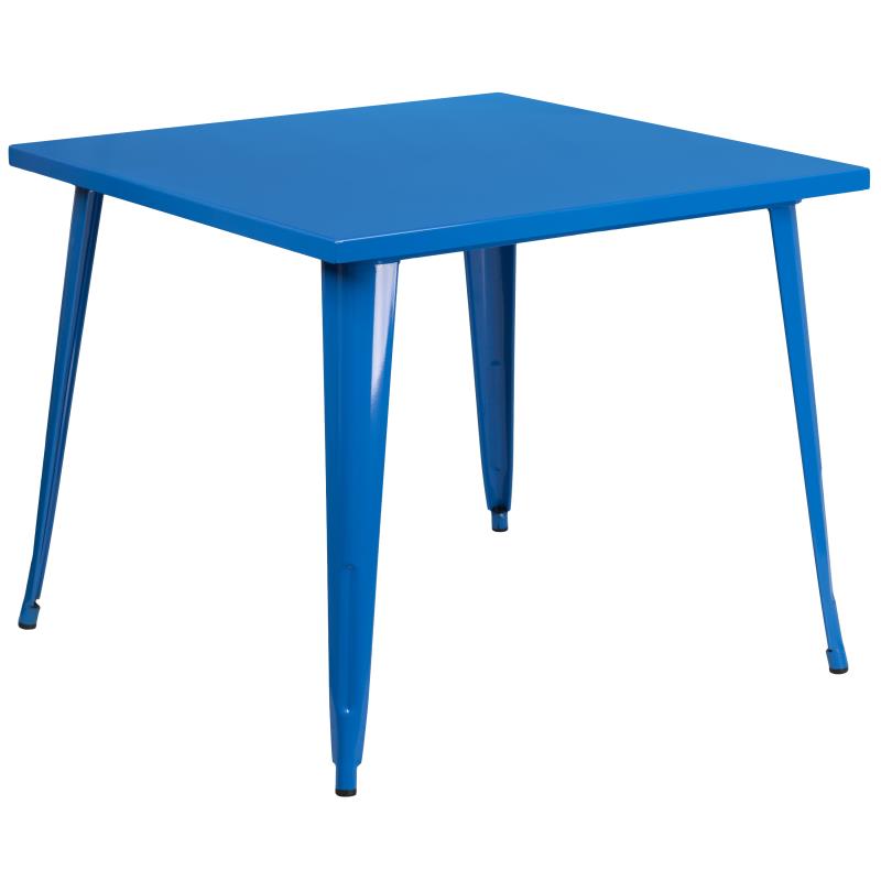 Flash Furniture Parker Commercial Grade 35.5 Square Blue Metal Indoor-outdoor Table
